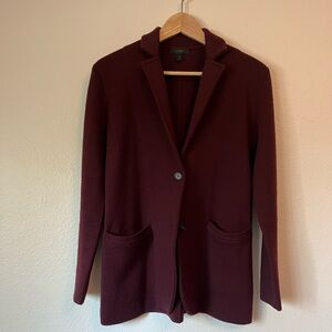 J Crew Merino Wool Maroon Sweater Blazer Size XS